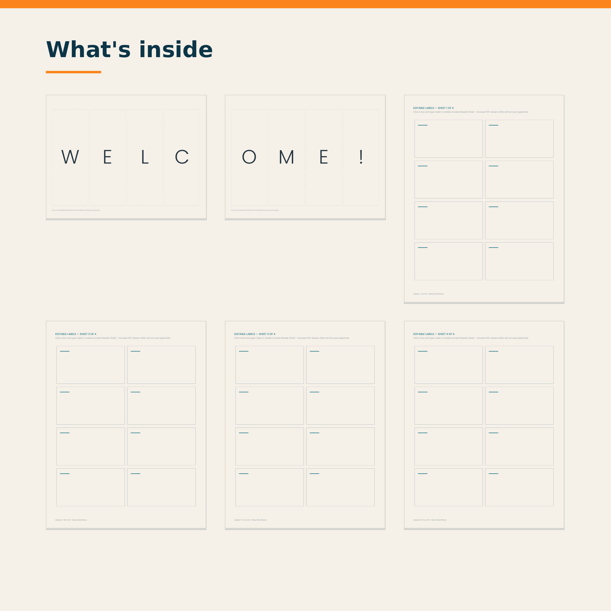 Pages inside the classroom decor pack