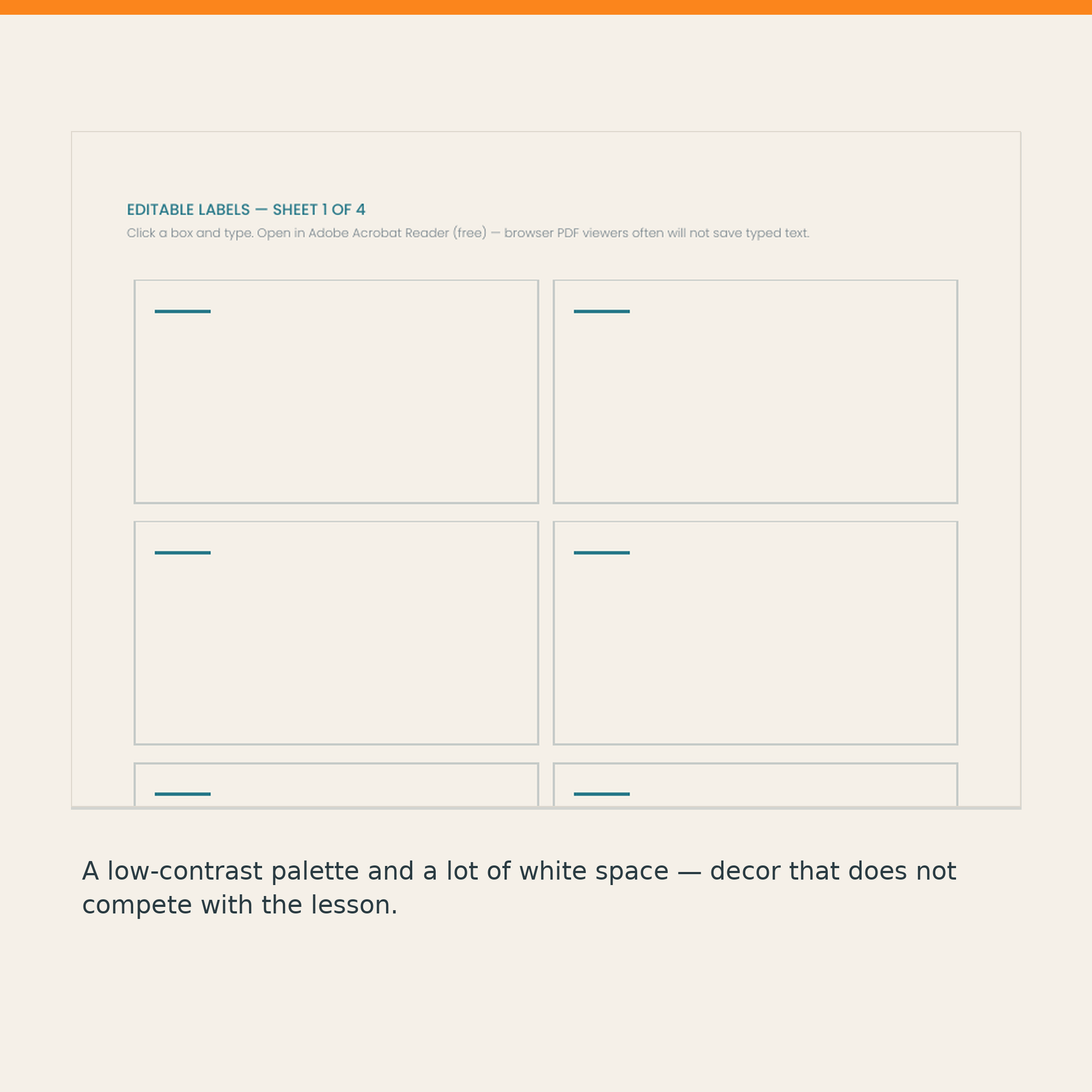 Close-up showing the low-contrast palette and open white space
