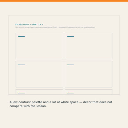 Close-up showing the low-contrast palette and open white space