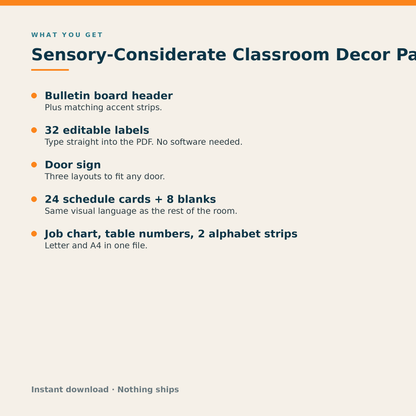 What is included in the classroom decor pack