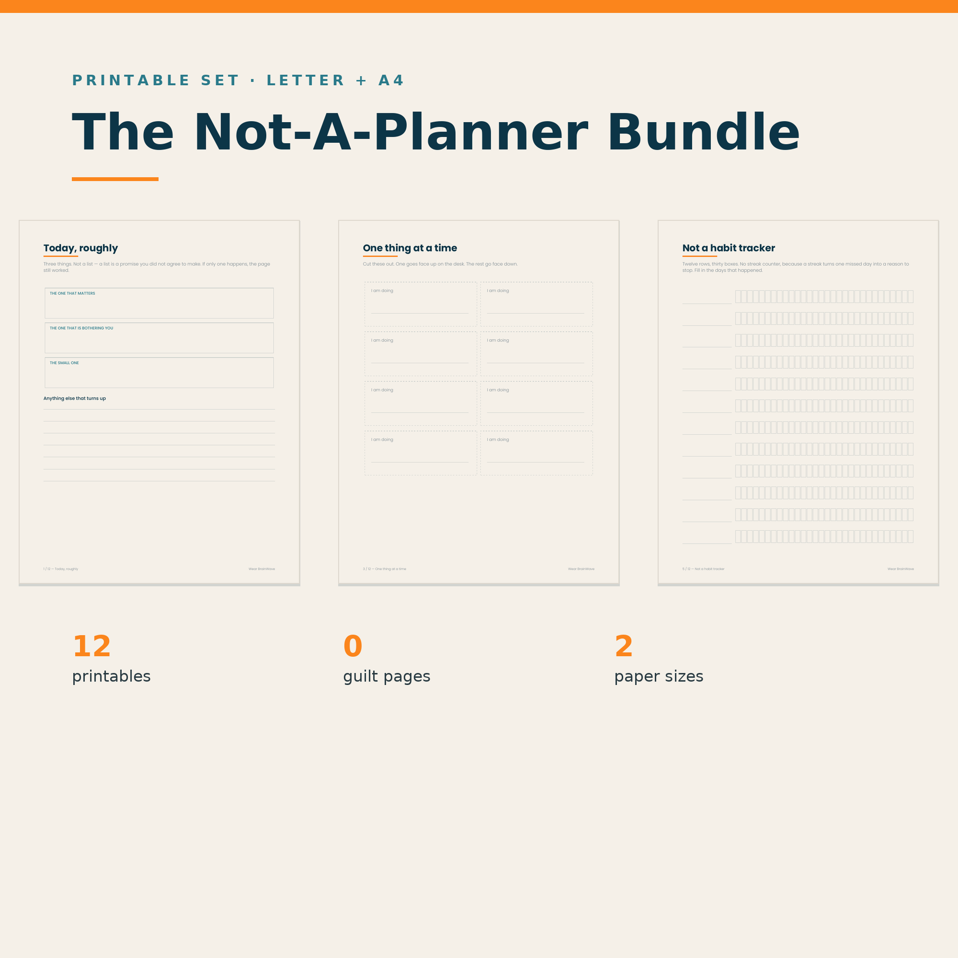 The Not-A-Planner Bundle — 12 printables with no streaks and no scoring