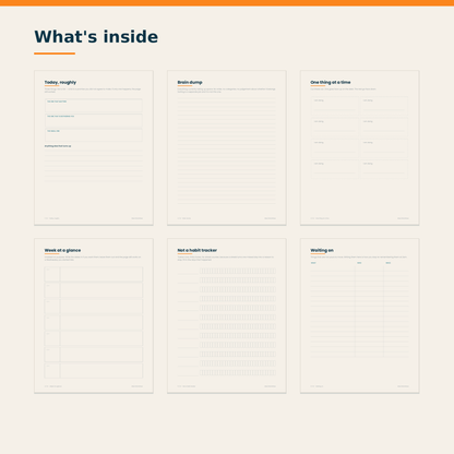 Pages inside the Not-A-Planner Bundle