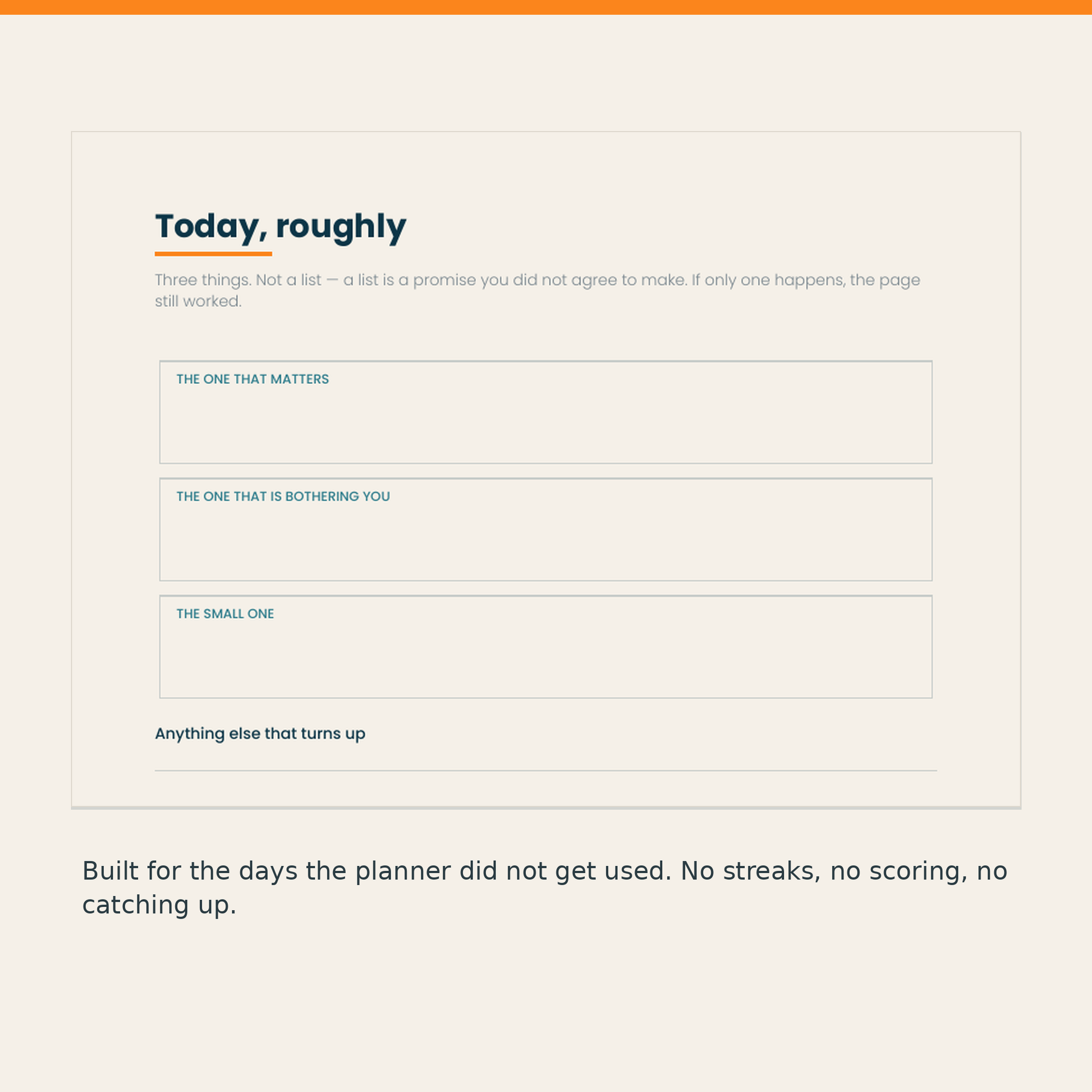 Close-up of a planner page built for the days the planner did not get used